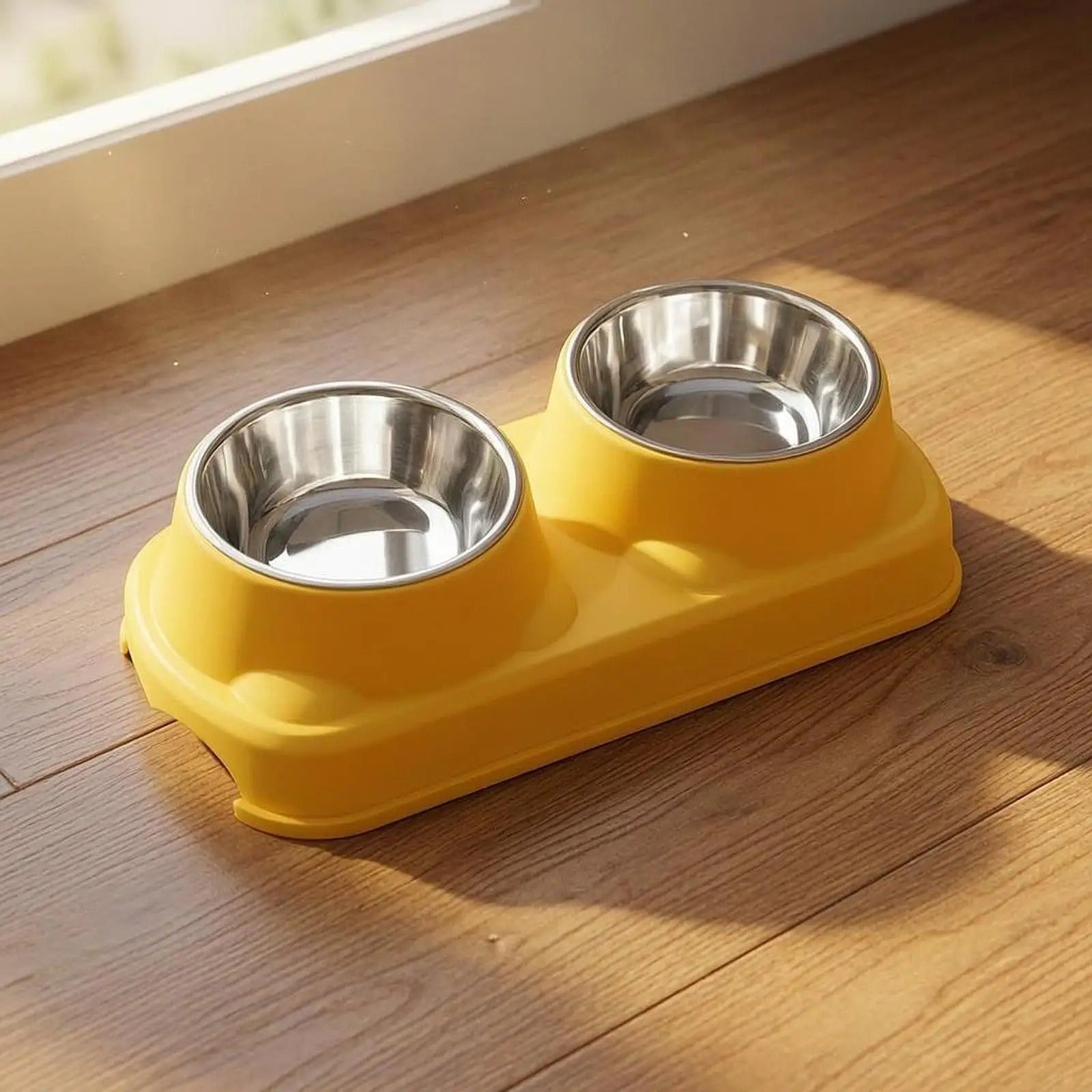 Rack height detachable double bowl - pet feeding bowl