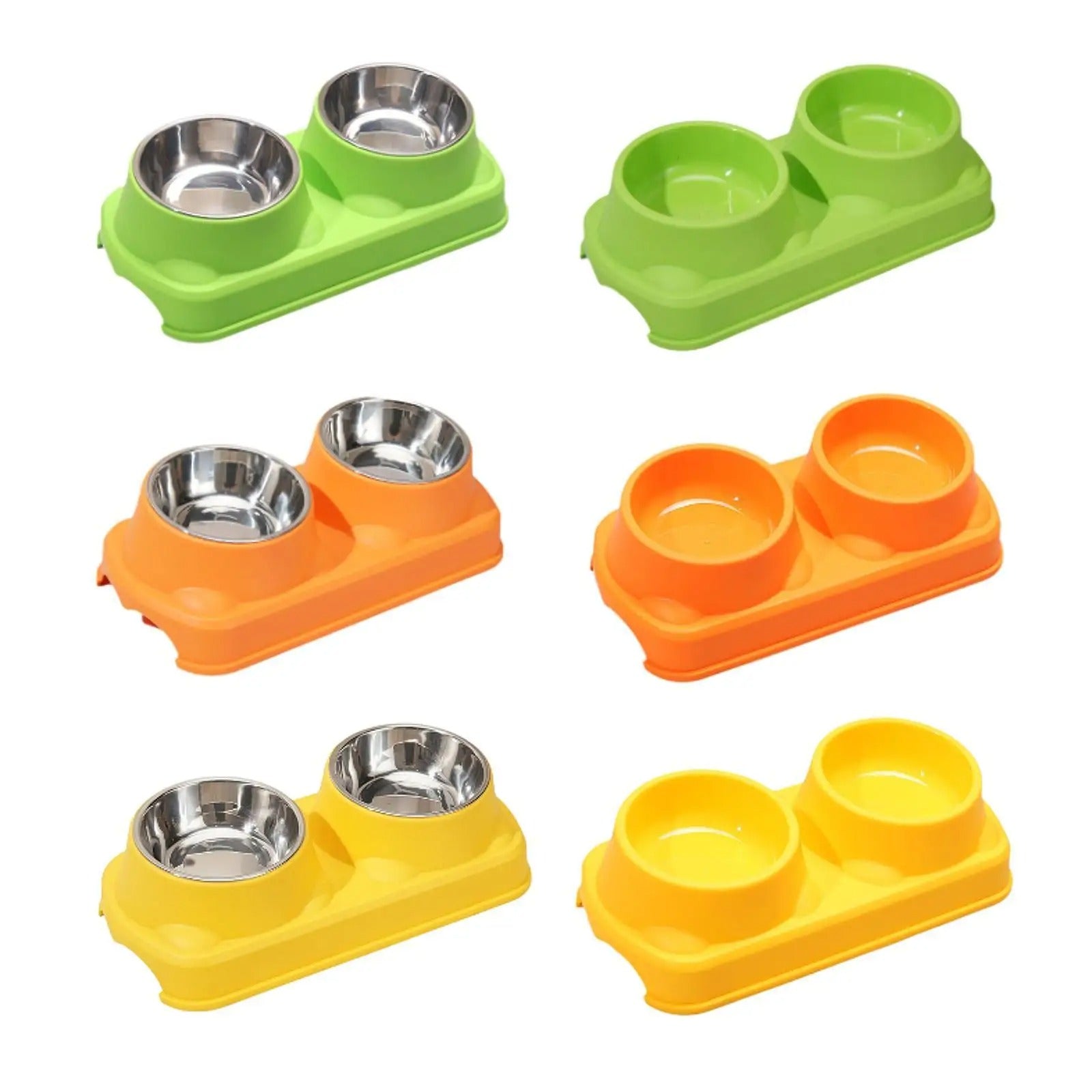 Rack height detachable double bowl - pet feeding bowl
