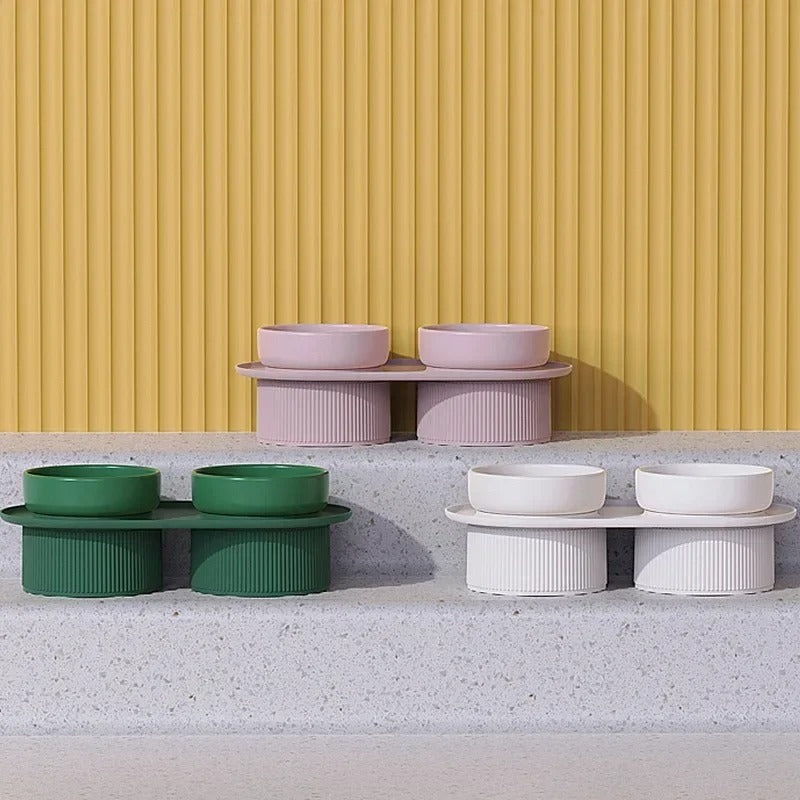Ceramic frame high pet feeding bowl