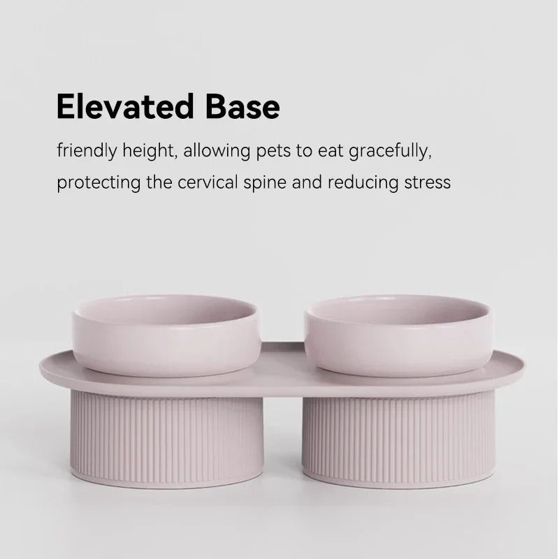 Ceramic frame high pet feeding bowl