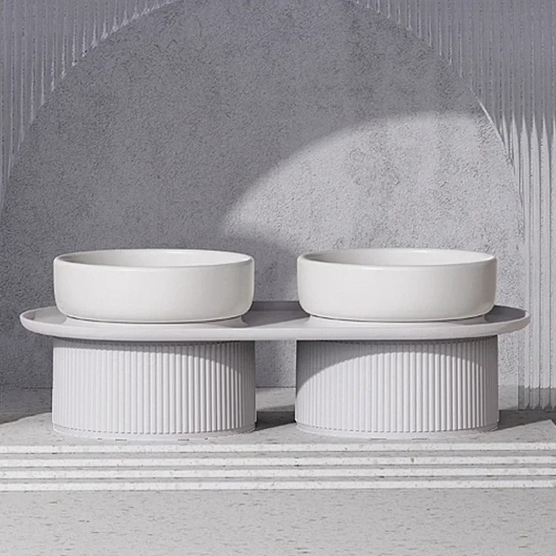 Ceramic frame high pet feeding bowl