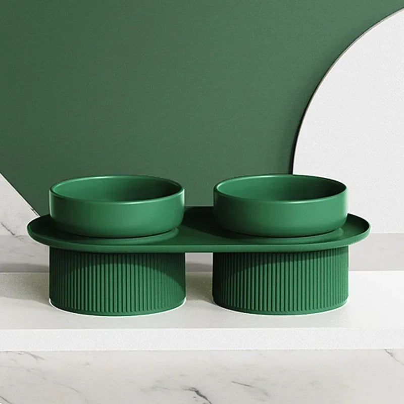 Ceramic frame high pet feeding bowl