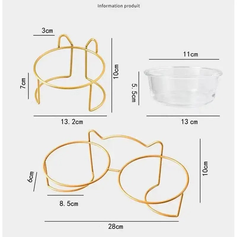 Iron frame fixed pet feeding bowl - double bowl