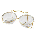 Iron frame fixed pet feeding bowl - double bowl
