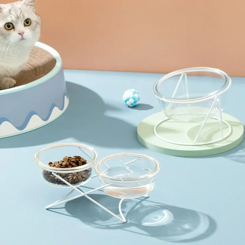 Cross shaped elevated pet bowl