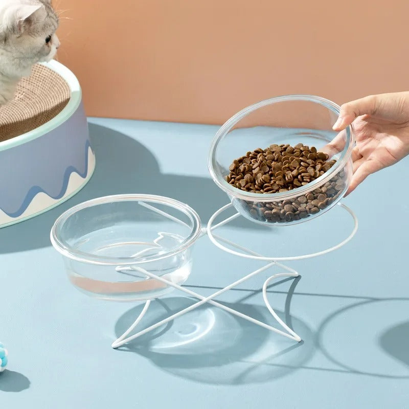 Cross shaped elevated pet bowl