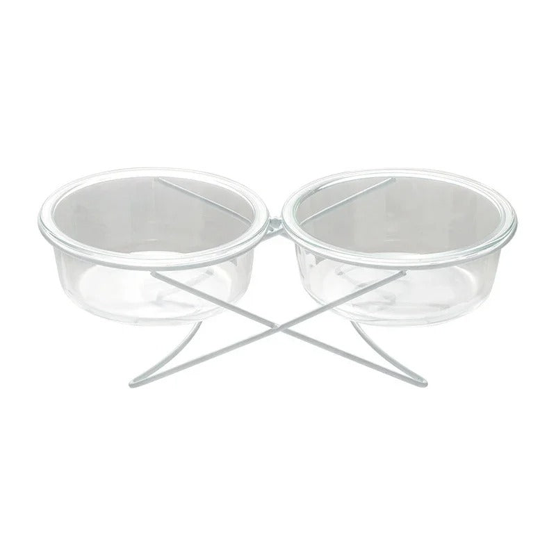 Cross shaped elevated pet bowl