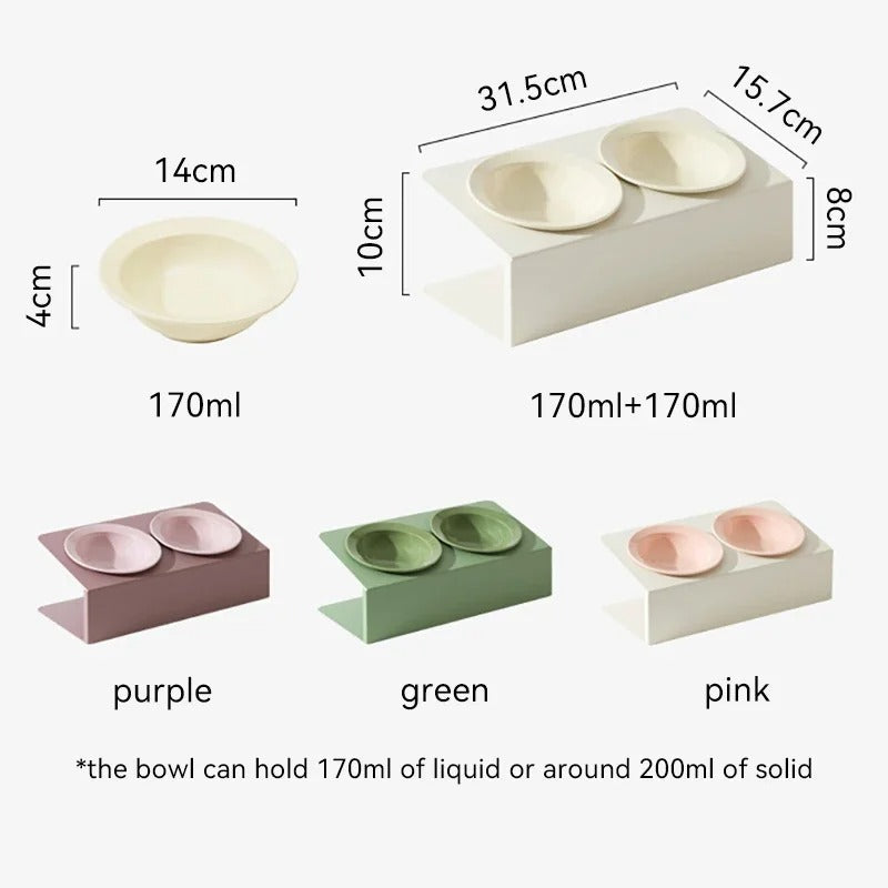 U-shaped pet feeding bowl - double bowl