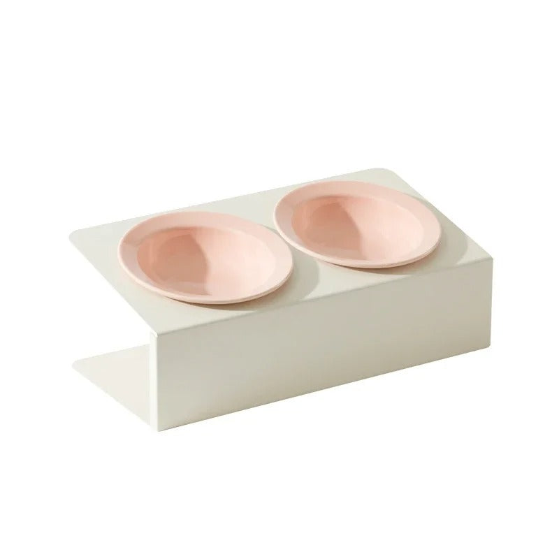 U-shaped pet feeding bowl - double bowl