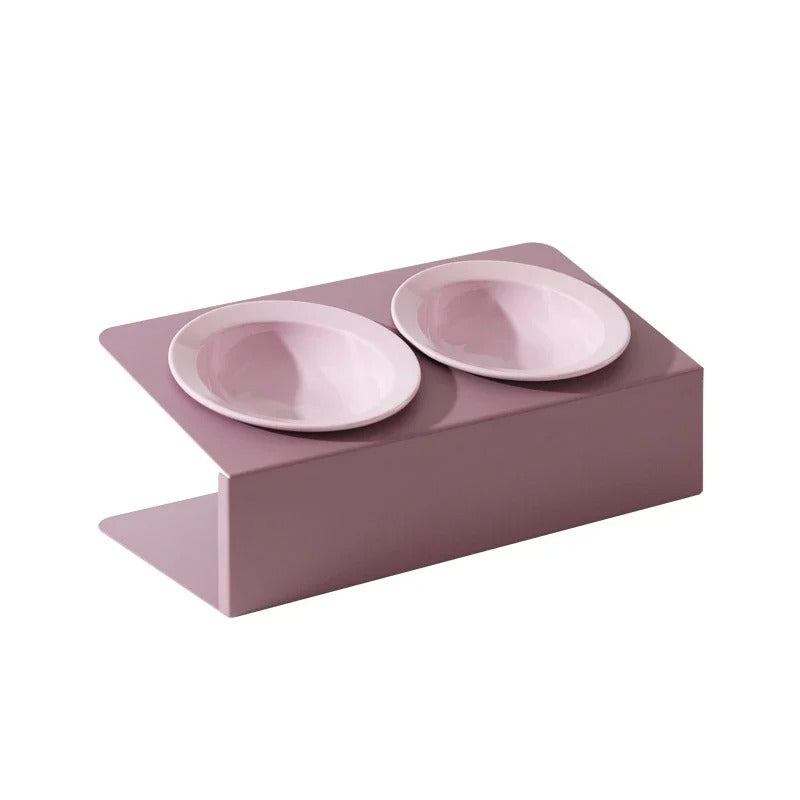 U-shaped pet feeding bowl - double bowl