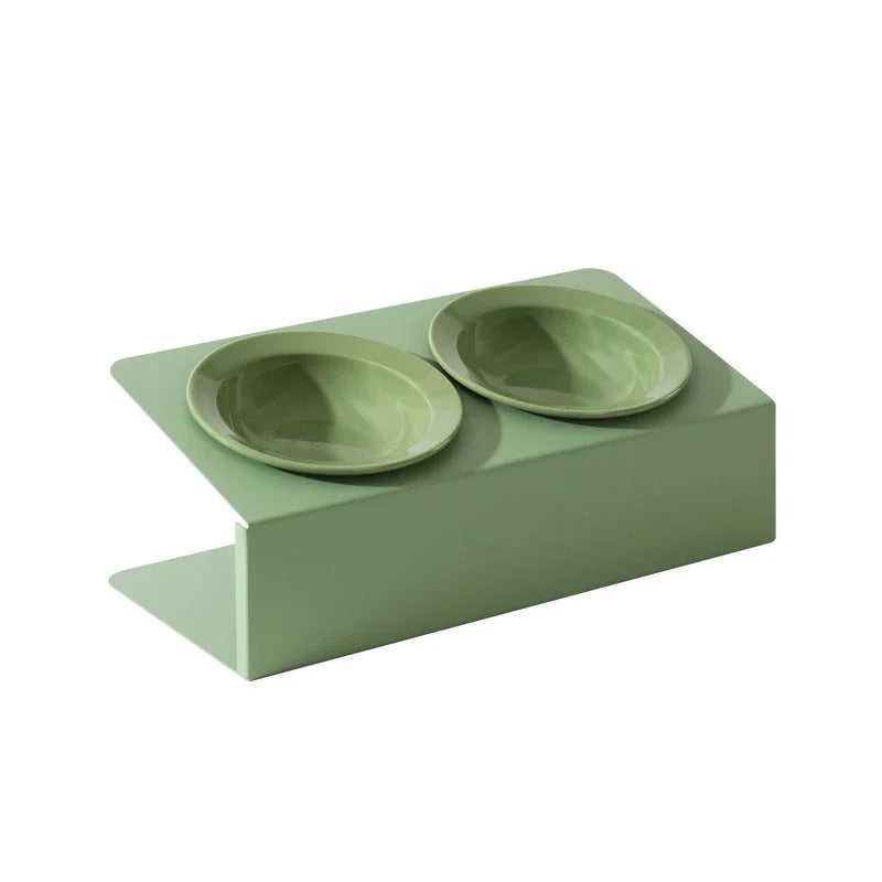 U-shaped pet feeding bowl - double bowl
