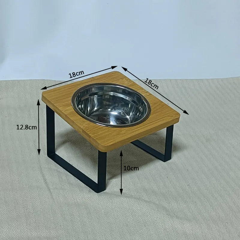 Fixed angle pet feeding bowl - double bowl