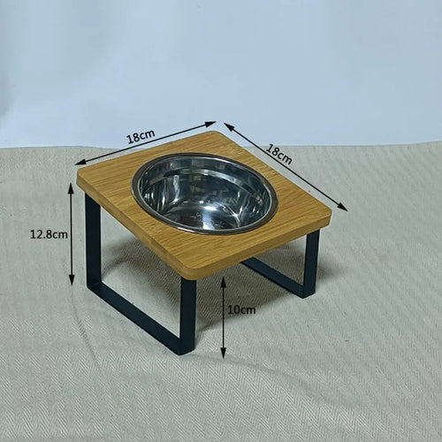 Fixed angle pet feeding bowl - double bowl